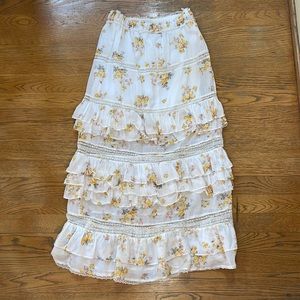 Long White Floral Skirt